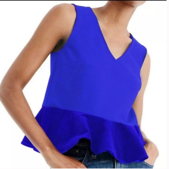 J. Crew Tops - 🆕J Crew-Tank Peplum Top with Velvet and Ponte, Blue, Size XL, NWT